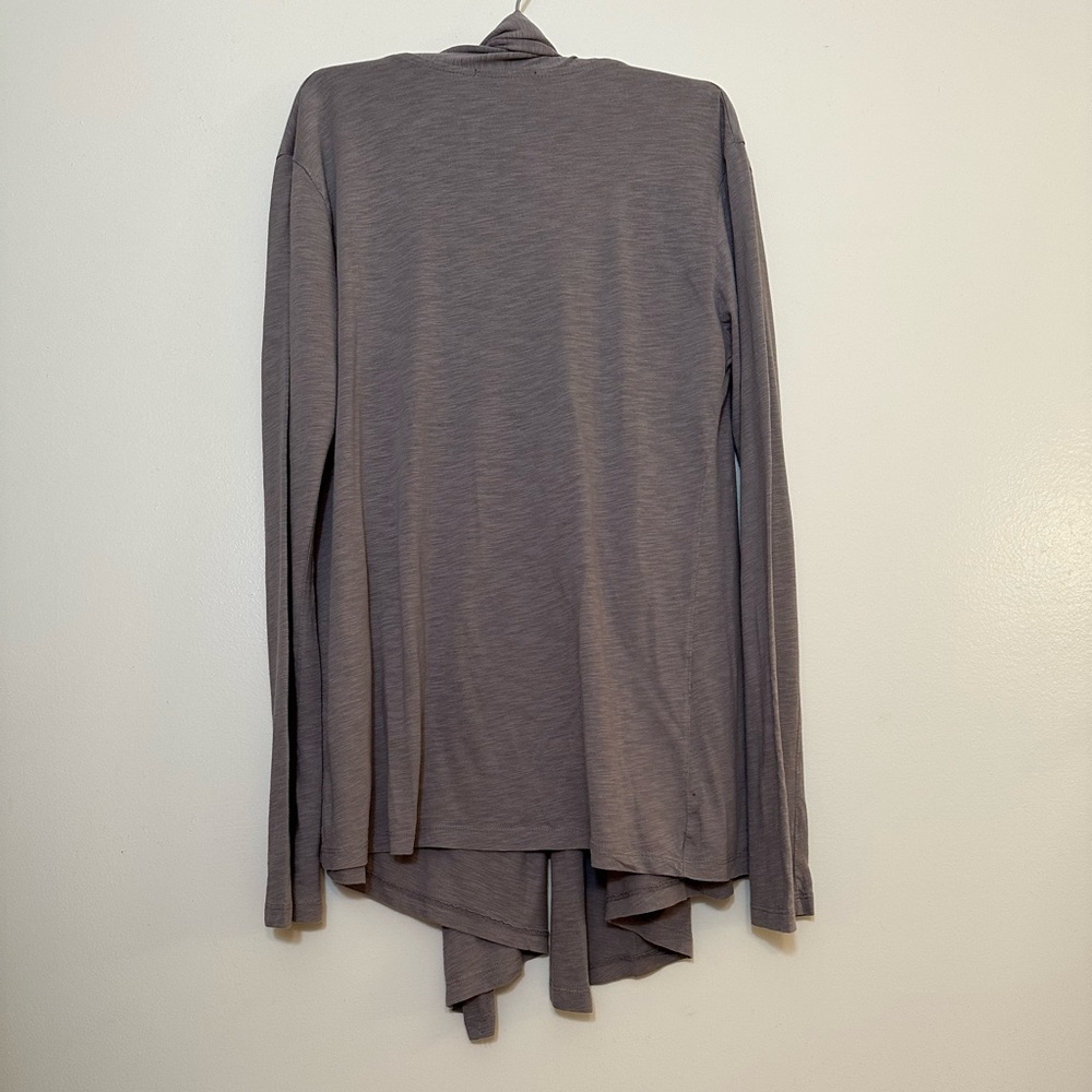 Alternative Gray (Taupe) Cotton Knit Cardigan Sweater with Shawl Collar, Size M - Picture 2 of 6